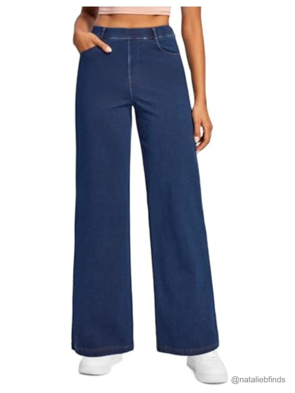 Wide Leg Jeans for Women Stretchy Pull On Sweatpant Jeans High Rise